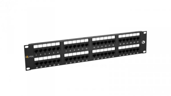 Patch Panel Solarix 48 x RJ45 CAT5E UTP 150 MHz czarny 2U SX48-5E-UTP-BK