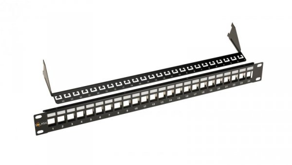 Modularny nieobłożony patch panel Solarix 24 porty czarny 1U SX24M-0-STP-BK-UNI