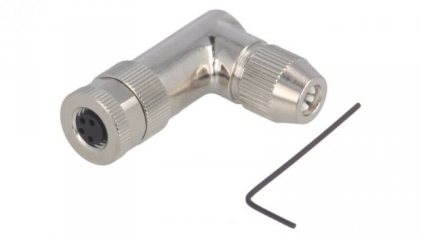Złącze okrągłe M8 żeńskie kątowe ekranowane na zacisk 4pin 30V T4012019041-000