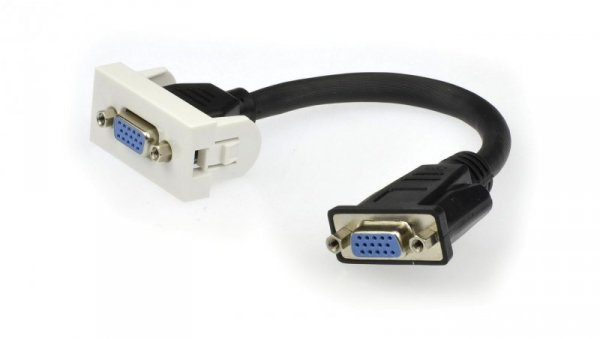 Gniazdo monitorowe SVGA 15pin z przewodem 20cm moduł 1M 22,5x45 biały HQ Mediabox