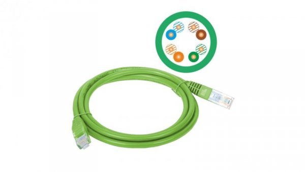 Patchcord UTP A-LAN KKU5ZIE2 (RJ45 - RJ45 2m UTP kat. 5e kolor zielony)