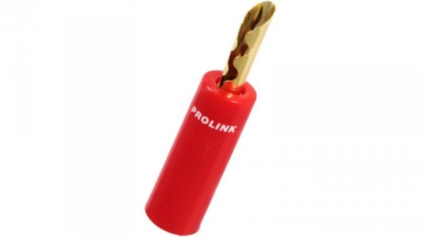PROLINK Premium TBC-055 Wtyk głośnikowy typu BANAN skręcany półotwarty pozłacany czerwony