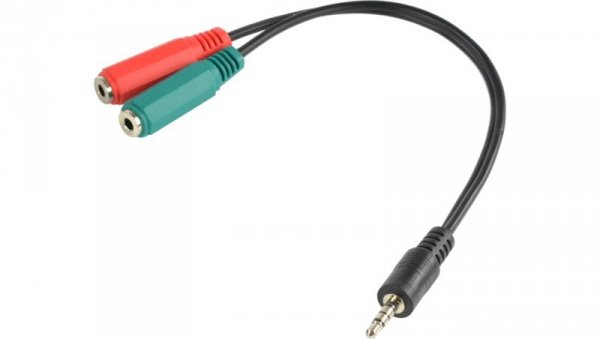 Adapter mini JACK stereo (M) - mini JACK (F) x2 (słuchawki i mikrofon) 12cm