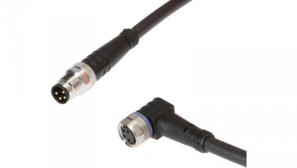 Kabel połączeniowy, 0,3 m, M8 żeński (gniazdo) 4-pinowy kątowy, M8 męski (złącze) 4-pinowy prosty, VK030F71
