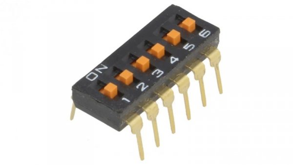Przełącznik DIP-SWITCH Ilość sekcji 6 ON-OFF 0,025A/24VDC A6T-6104