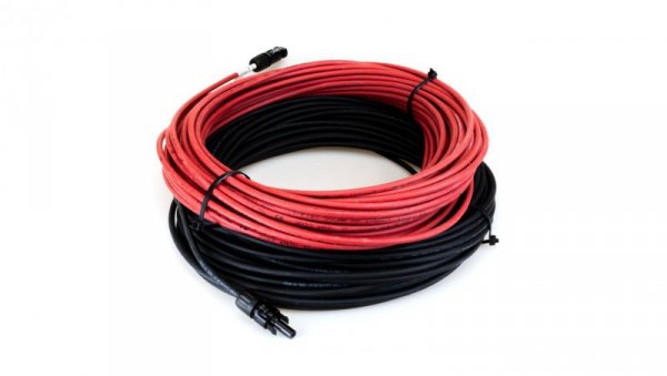 SET 6mm2 Kabel fotowoltaiczny Czerwony Czarny MC4 + WTYCZKA PV 2x30m