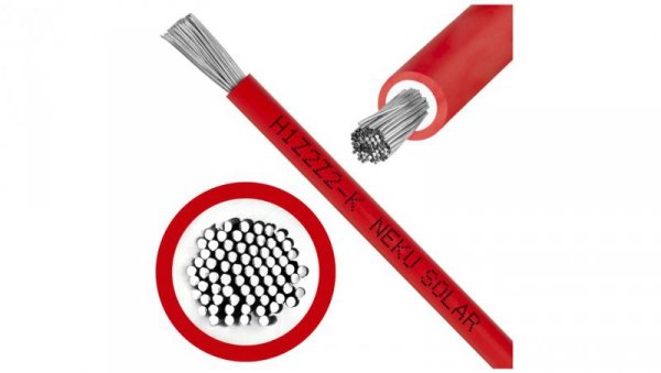 Kabel solarny H1Z2Z2-K PV1-F 1,0/1,5kV 6 czerwony LSOH zewnętrzny, do ziemi NEKU /500m/