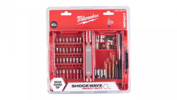 Zestaw wytrzymałych bitów udarowych 40szt. Shockwave Impact Duty Milwaukee