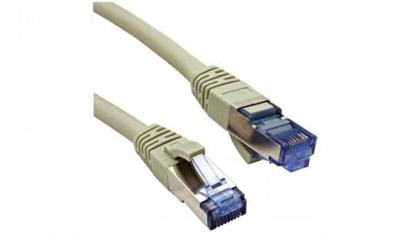 Patchcord S/FTP kat.6A PiMF kabel sieciowy LAN 2x RJ45 linka PoE szary 1m