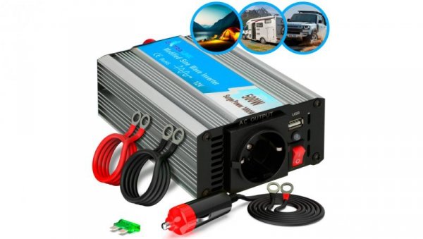 Przetwornica napięcia samochodowa 12V, 500W modyfikowany sinus Extralink OPIM-500W