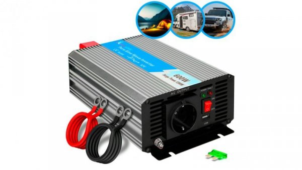 Przetwornica napięcia samochodowa 12V, 600W czysty sinus Extralink OPIP-600W