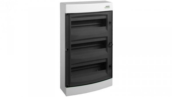 Obudowa instalacyjna PNS skrzynka natynkowa 4x18 modułów 396x651x112mm plastikowa biała z drzwiami przeźroczystymi IP40 NOARK