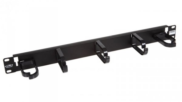 19 poziomy organizator kabli, 1U, 5 x uszy plastik, czarny 11140932