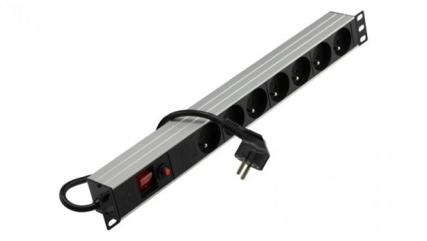 Listwa zasilająca antyprzepięciowa RACK 19 1U 7 gniazd z wyłącznikiem 1,8m