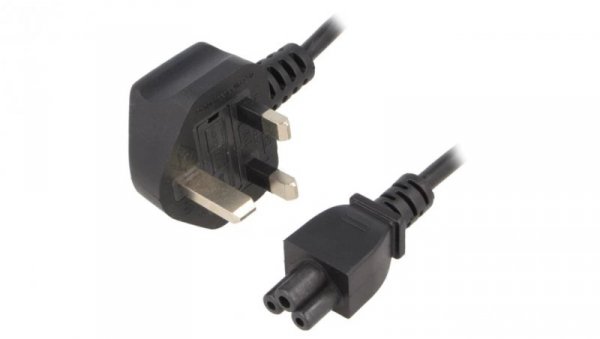 Kabel BS 1363 (G) wtyk IEC C5 żeński PVC 1,8m czarny 2,5A KAB-UK-M3-1.8-BK