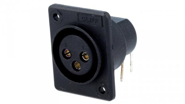 Gniazdo XLR żeńskie PIN 3 kątowe 90 na panel przykręcany XACF-PC (CP300151)