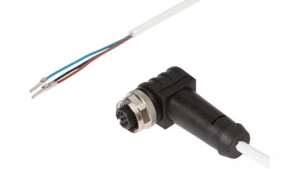 VKA0H021, Kabel przyłączeniowy, 10m, M12 żeński 3pin kątowy, Końcówka wolna, 3x0,34mm²,PTFE, Ø3,8mm, 250V, -20-150C, IP65