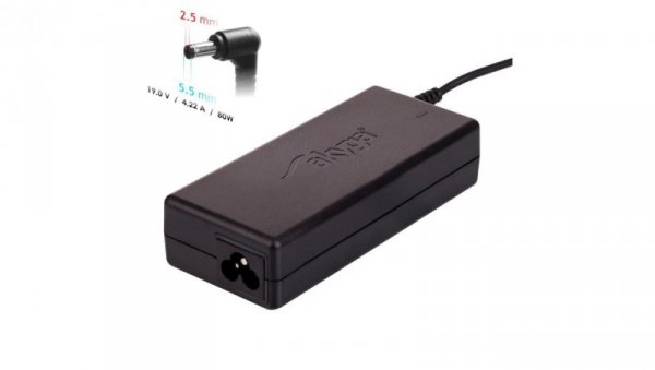 Zasilacz do notebooka Akyga AK-ND-72 19V / 4.22A 80W 5.5 x 2.5 mm TOSHIBA / ZEBRA 1.2m