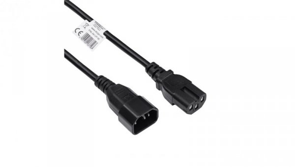 Kabel zasilający przedłużacz serwerowy Akyga AK-UP-06 CU 3x1mm² IEC C14 / IEC C15 1.8 m