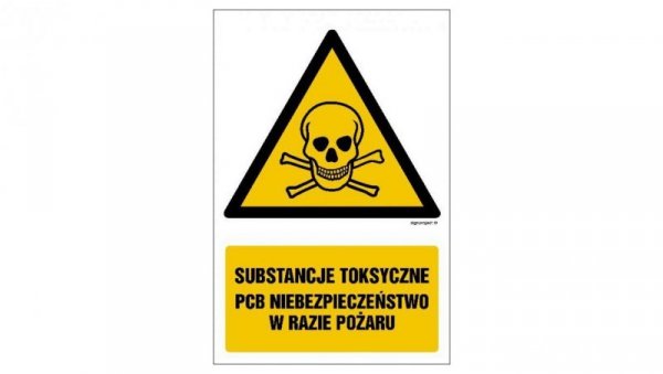 ZNAK - GF008 Substancje toksyczne. Niebezpieczeństwo w razie pożaru 10 x 15 cm PN - Płyta 1mm