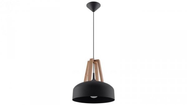 Lampa wisząca CASCO czarna/naturalne drewno