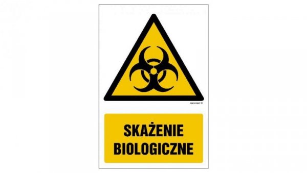 ZNAK - GF023 Skażenie biologiczne - arkusz 9 naklejek 5 x 7,5 cm FN - Folia samoprzylepna