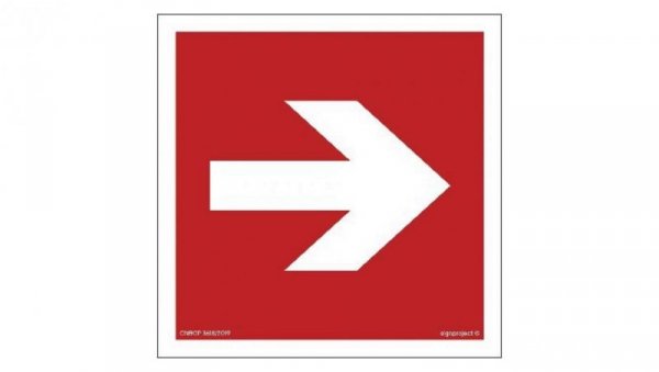 ZNAK - BA011 Kierunek do miejsca rozmieszczenia sprzętu pożarniczego lub urządzenia ostrzegającego 15 x 15 cm PN - Płyta 1mm
