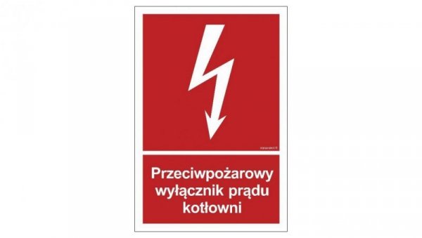 ZNAK - BB024 Przeciwpożarowy wyłącznik prądu kotłowni 15 x 22,2 cm FS - Folia samoprzylepna foto.