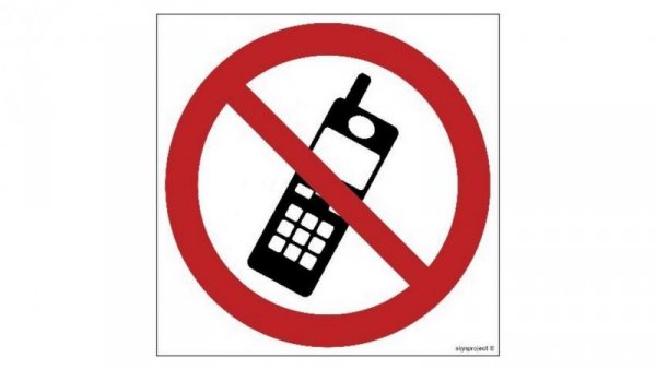 ZNAK - GB017 Zakaz używania telefonów komórkowych 20 x 20 cm FN - Folia samoprzylepna