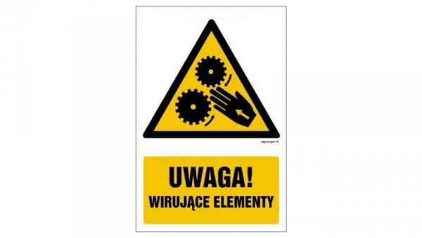 ZNAK - GF038 Uwaga wirujące elementy 10 x 15 cm FS - Folia samoprzylepna foto.