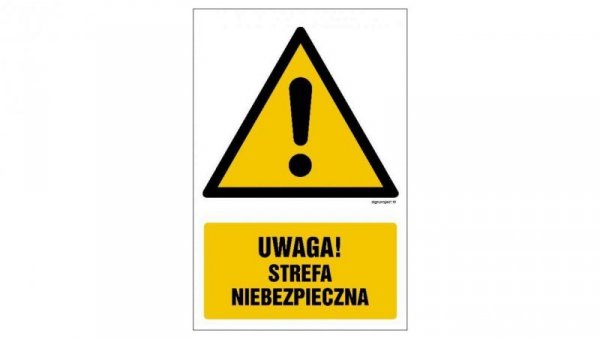 ZNAK - GF049 Uwaga strefa niebezpieczna 15 x 22,5 cm PN - Płyta 1mm