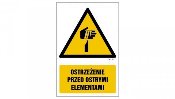 ZNAK - GF077 Ostrzeżenie przed ostrymi elementami 10 x 15 cm KS - Folia podłogowa foto.