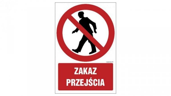 ZNAK - GC002 Zakaz przejścia 10 x 15 cm KN - Folia podłogowa