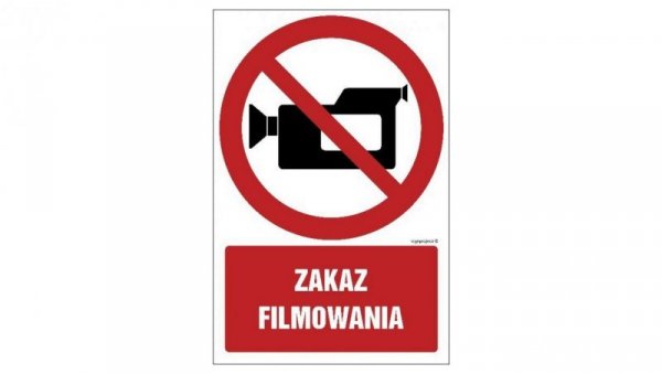 ZNAK - GC029 Zakaz filmowania - arkusz 9 naklejek 5 x 7,5 cm FN - Folia samoprzylepna