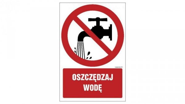 ZNAK - GC052 Oszczędzaj wodę 15 x 22,5 cm KN - Folia podłogowa