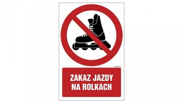 ZNAK - GC054 Zakaz jazdy na rolkach 15 x 22,5 cm KN - Folia podłogowa