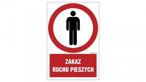 ZNAK - GC083 Zakaz ruchu pieszych 10 x 15 cm TS - Płyta TD foto.