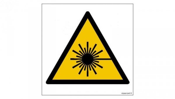 ZNAK - GD004 Ostrzeżenie przed wiązką laserową 10 x 10 cm PS - Płyta 1mm foto.