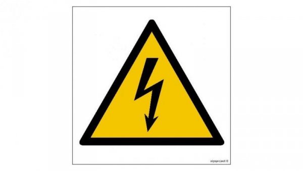 ZNAK - GD012 Ostrzeżenie przed napięciem elektrycznym 15 x 15 cm PS - Płyta 1mm foto.