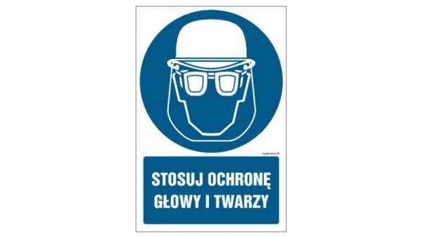 ZNAK - GL019 Stosuj ochronę głowy i twarzy 10 x 15 cm FS - Folia samoprzylepna foto.
