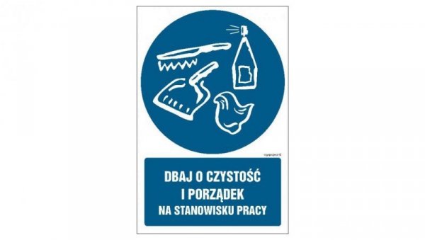 ZNAK - GL035 Dbaj o czystość i porządek na stanowisku pracy - arkusz 9 naklejek 5 x 7,5 cm FN - Folia samoprzylepna