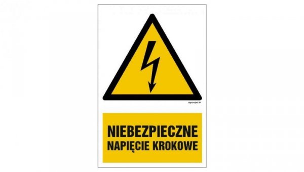 ZNAK - HA014 Niebezpieczne napięcie krokowe 15 x 22,5 cm FN - Folia samoprzylepna