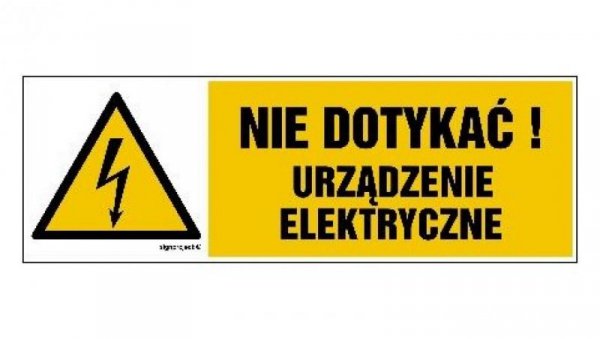 ZNAK - HB001 Nie dotykać! Urządzenie elektryczne - arkusz 8 naklejek - arkusz 8 naklejek 10 x 3,3 cm FN - Folia samoprzylepna