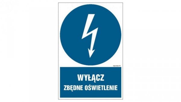 ZNAK - HE022 Wyłącz zbędne oświetlenie - opakowanie 10 sztuk 5 x 7,5 cm PN - Płyta 1mm