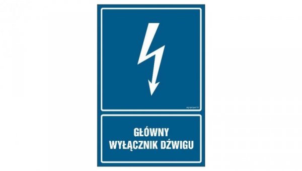 ZNAK - HG023 Główny wyłącznik dźwigu 15 x 22,5 cm FN - Folia samoprzylepna
