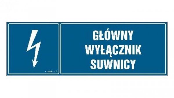 ZNAK - HH034 Główny wyłącznik suwnicy - arkusz 8 naklejek - arkusz 8 naklejek 10 x 3,3 cm FN - Folia samoprzylepna