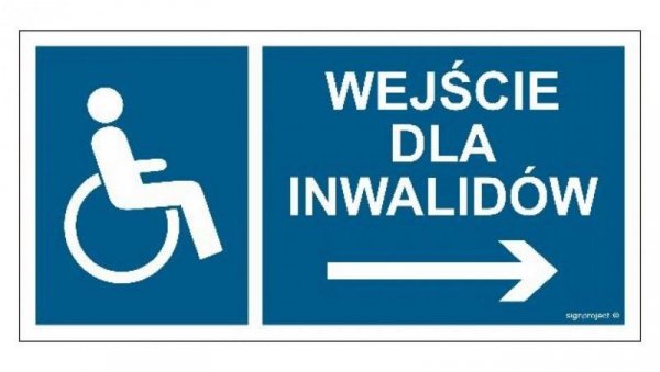 ZNAK - NC115 Wejście dla inwalidów w prawo 20 x 10 cm PN - Płyta 1mm