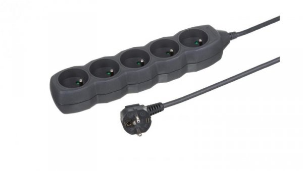 Przedłużacz 5-gniazdowy 1,5m 3x1,0mm OWY grafit / 24347