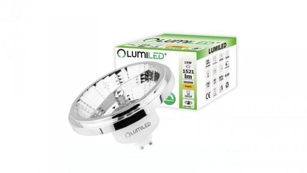 Żarówka LED GU10 ES111 15W = 100W 1521lm 3000K Ciepła 38 Srebrna Ściemnialna LUMILED