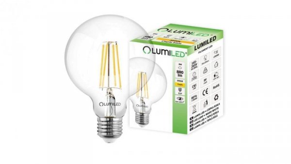 Żarówka LED E27 Dekoracyjna Kulista G95 8W = 65W 880lm 3000K Ciepła 360 Filament LUMILED globe